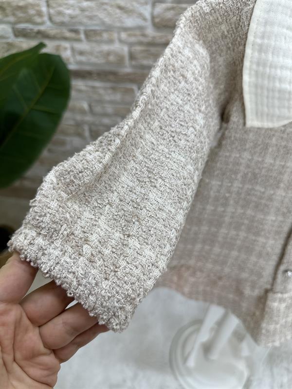 Çorap Dahil Bebe Yaka Bej Elbise