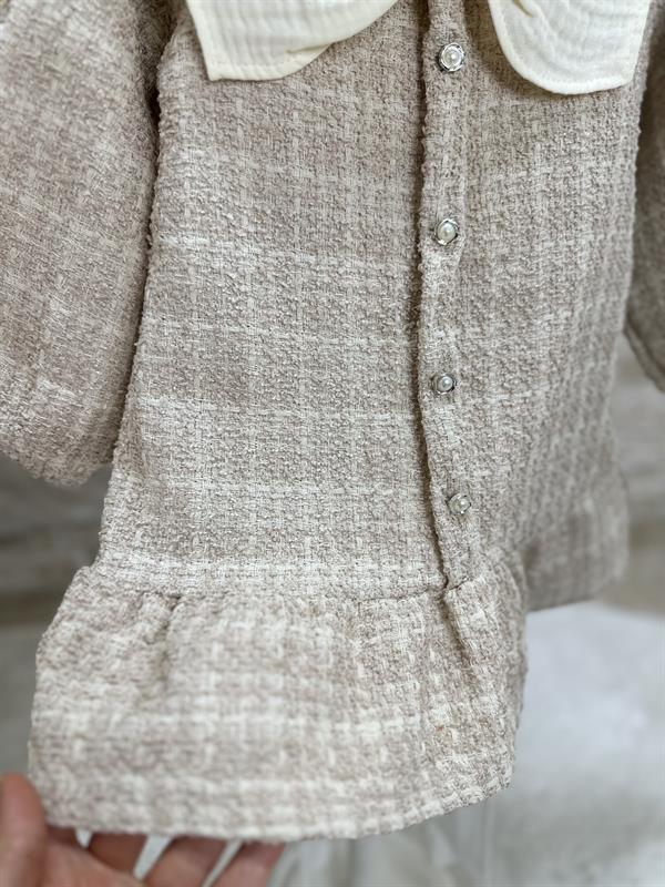 Çorap Dahil Bebe Yaka Bej Elbise