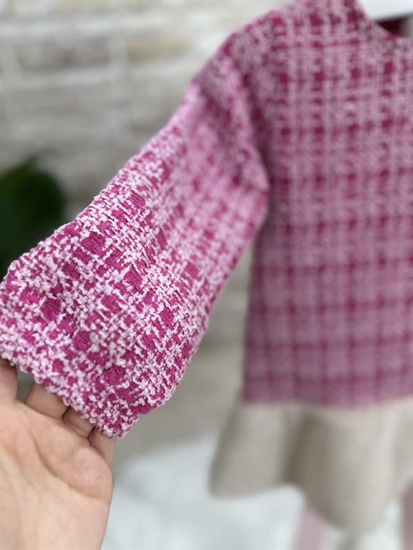 Çorap Şapka Dahil Bebe Yaka Pembe Elbise