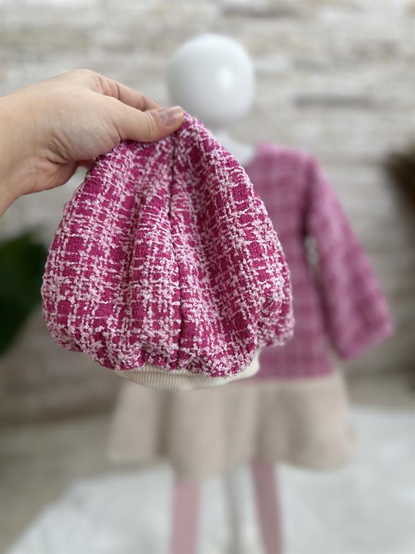 Çorap Şapka Dahil Bebe Yaka Pembe Elbise