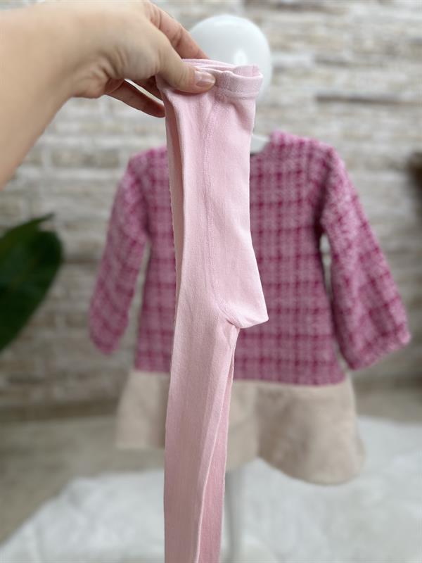 Çorap Şapka Dahil Bebe Yaka Pembe Elbise