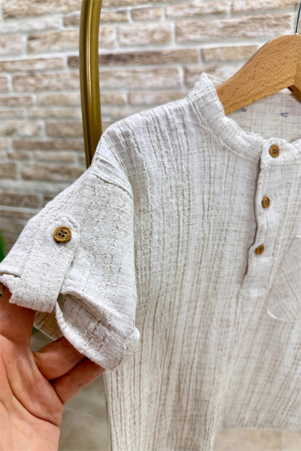 Denim Şort Gömlek Yaka Takım