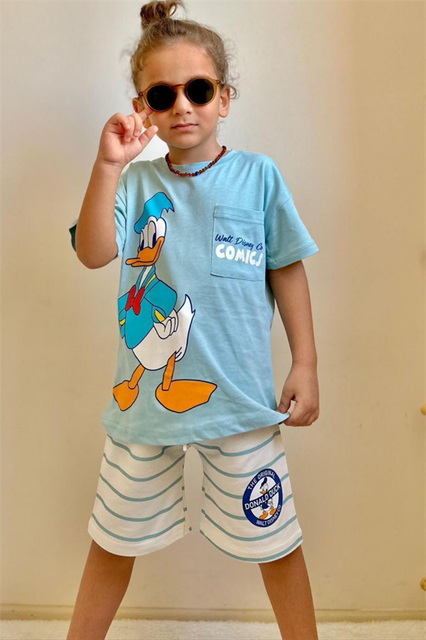 Donald Su Yeşili Çizgili Şortlu Takım