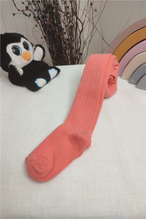 Düz Nar Çiçeği Fitilli Külotlu Çorap