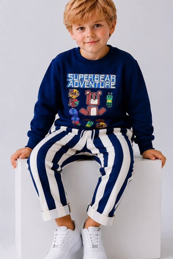 Erkek Çocuk 2 İplik Super Bear Laci Çizgili Takım