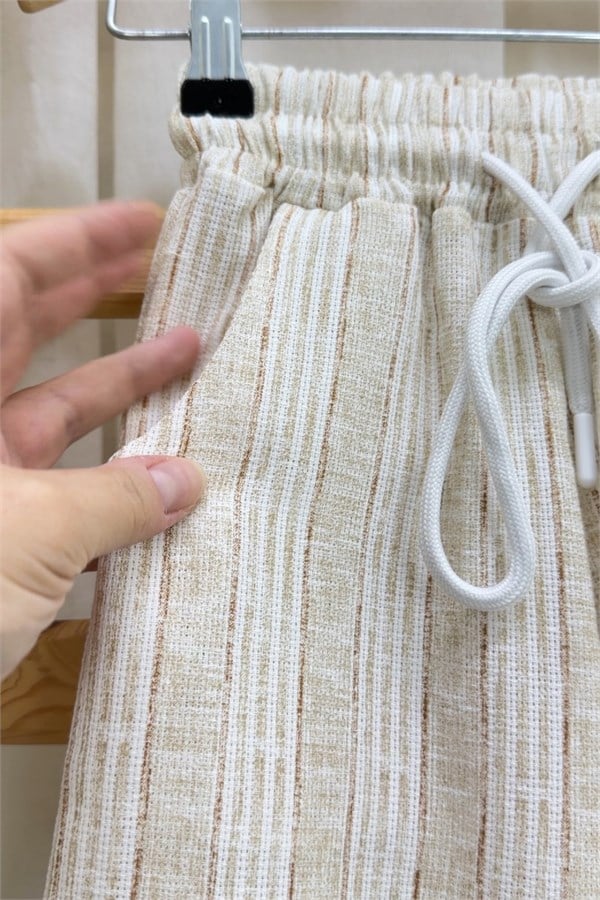 Erkek Çocuk 2 İplik Teddy Keten Pantolon Krem Takım