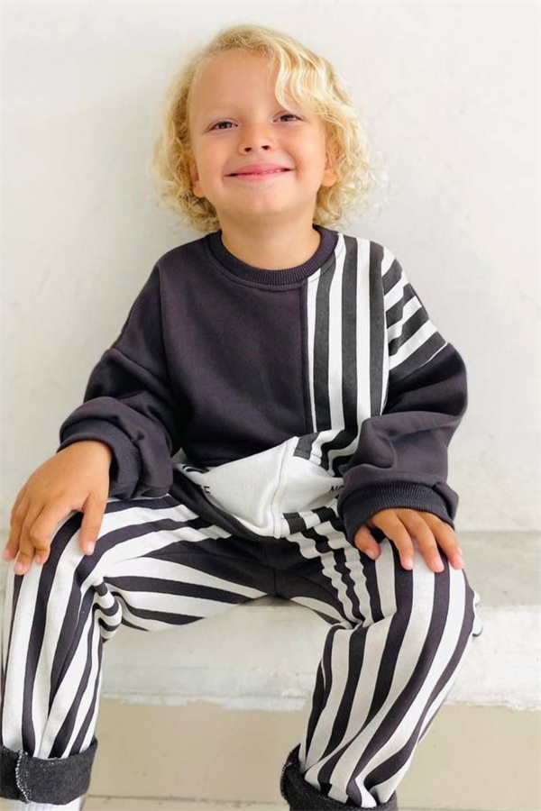 Erkek Çocuk 3 İplik  Çizgili İkili Takım