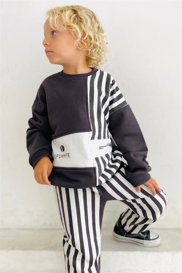 Erkek Çocuk 3 İplik  Çizgili İkili Takım