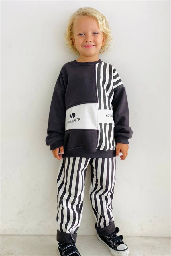 Erkek Çocuk 3 İplik  Çizgili İkili Takım