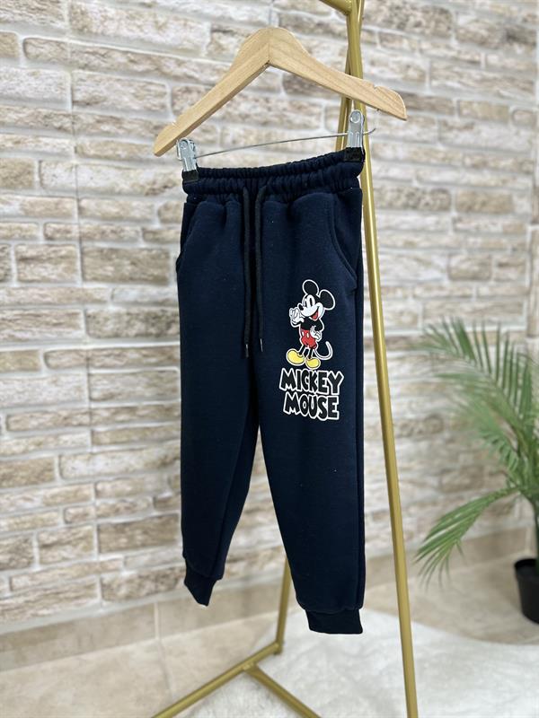 Erkek Çocuk 3 İplik Çizgili Siyah Mickey Takım