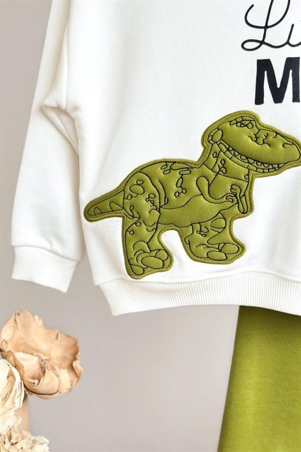 Erkek Çocuk 3 İplik Dinazorlu Nakışlı Takım