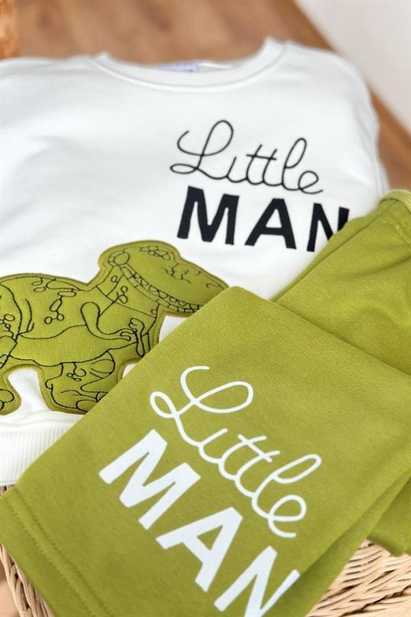 Erkek Çocuk 3 İplik Dinazorlu Nakışlı Takım