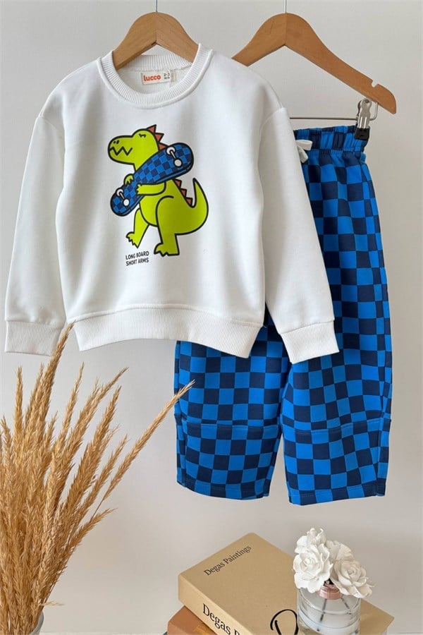 Erkek Çocuk  3 İplik Dino Baskılı Takım