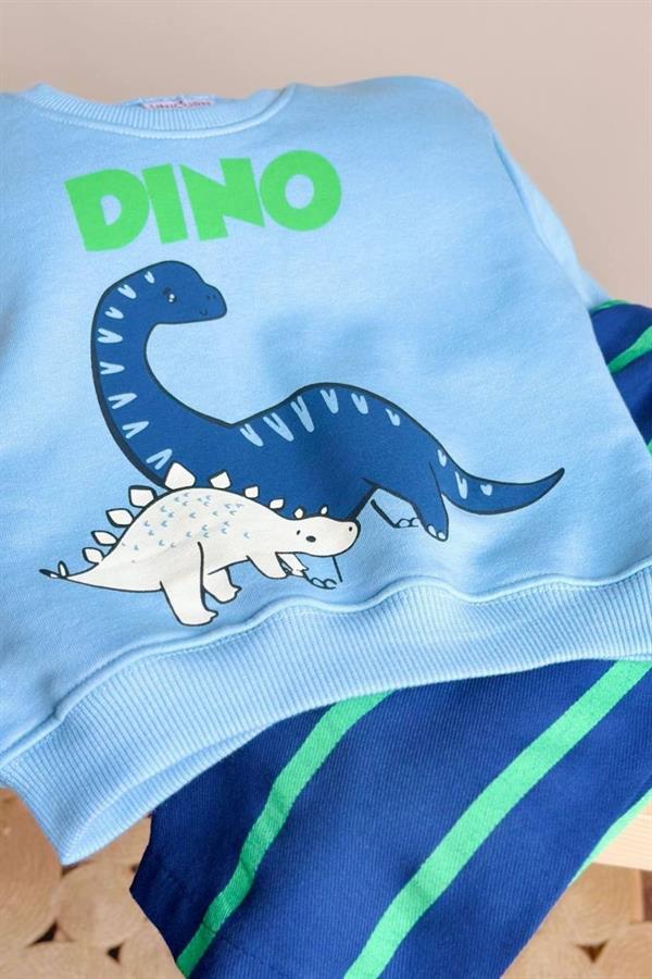 Erkek Çocuk 3 İplik Dino Mavi Takım