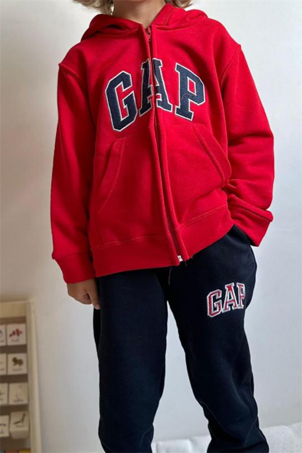 Erkek Çocuk 3 İplik Fermuarlı Kırmızı Gap Takım