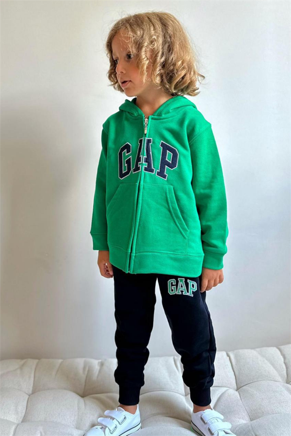 Erkek Çocuk 3 İplik Fermuarlı Yeşil Laci Gap Takım