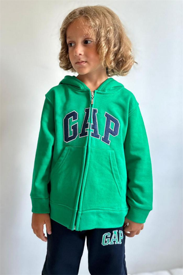 Erkek Çocuk 3 İplik Fermuarlı Yeşil Laci Gap Takım