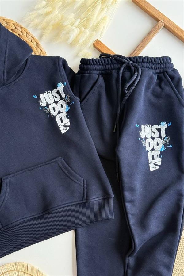 Erkek Çocuk 3 İplik Just Kapüşonlu Takım