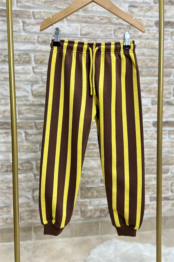 Erkek Çocuk 3 İplik Kahve Çizgili Takım