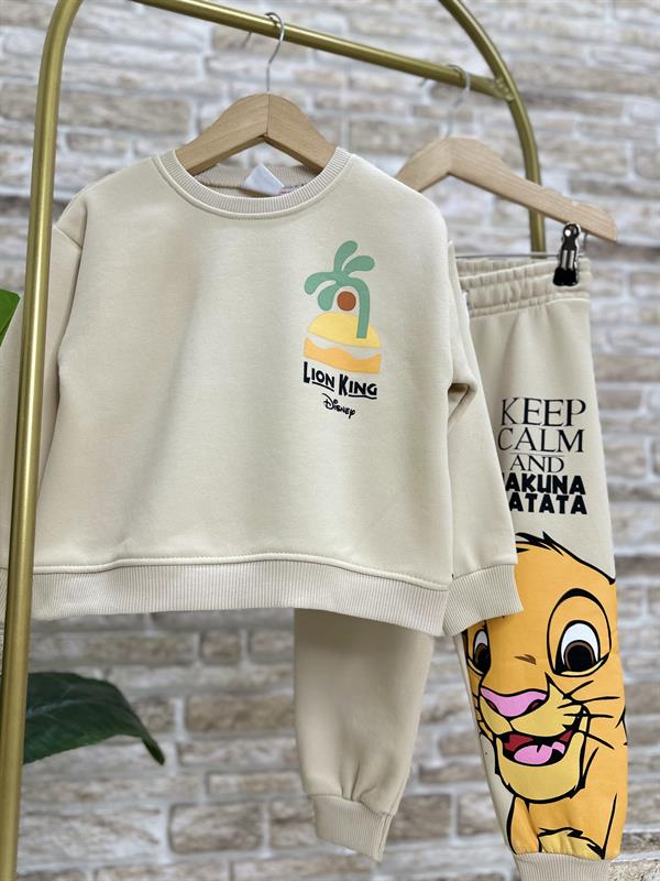 Erkek Çocuk 3 İplik Krem Lion King Takım