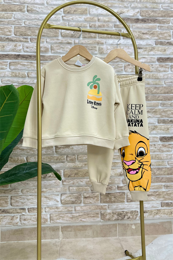 Erkek Çocuk 3 İplik Krem Lion King Takım