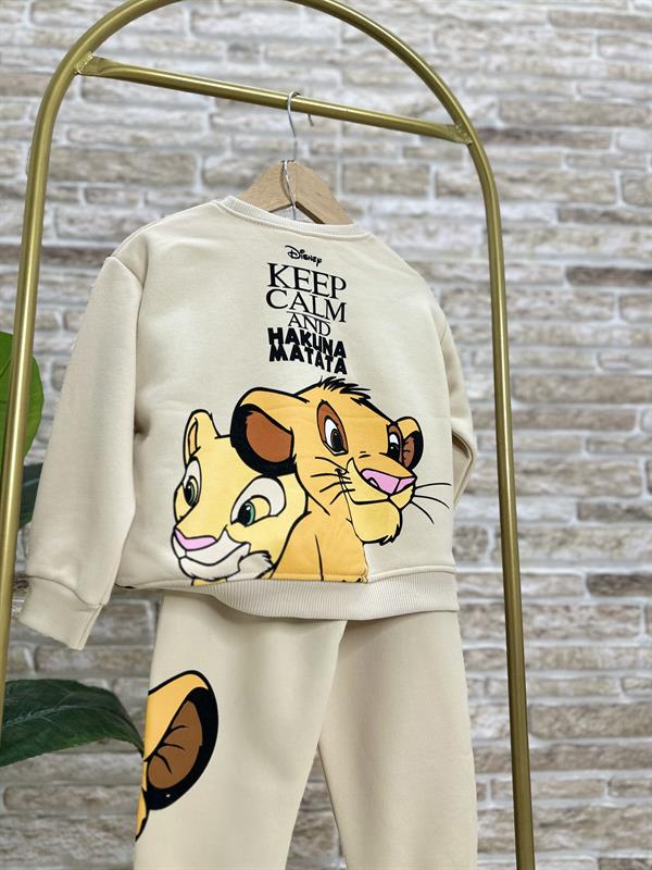 Erkek Çocuk 3 İplik Krem Lion King Takım