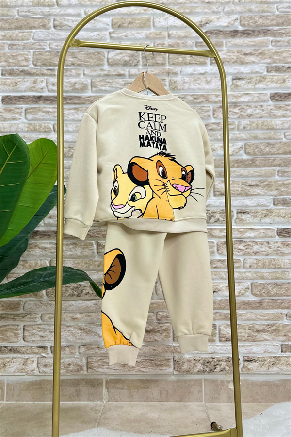 Erkek Çocuk 3 İplik Krem Lion King Takım