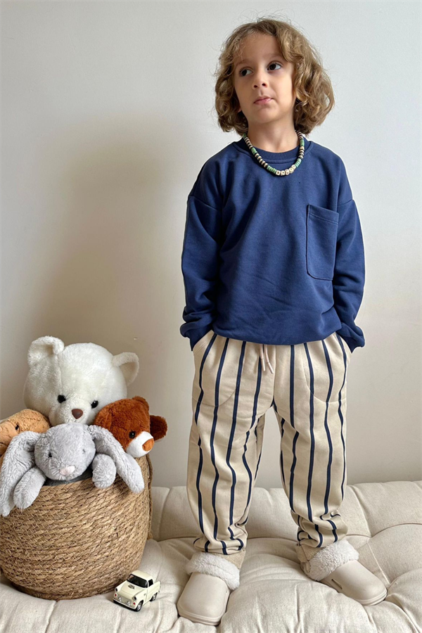 Erkek Çocuk 3 İplik Laci Çizgili Takım