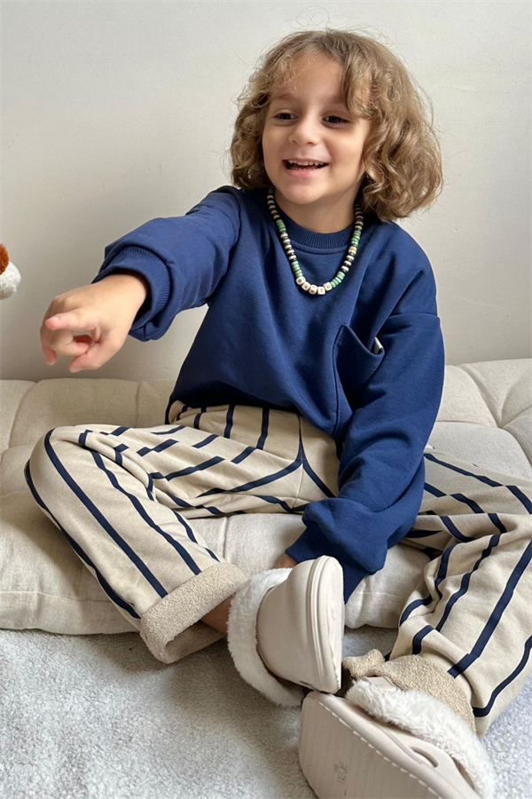 Erkek Çocuk 3 İplik Laci Çizgili Takım