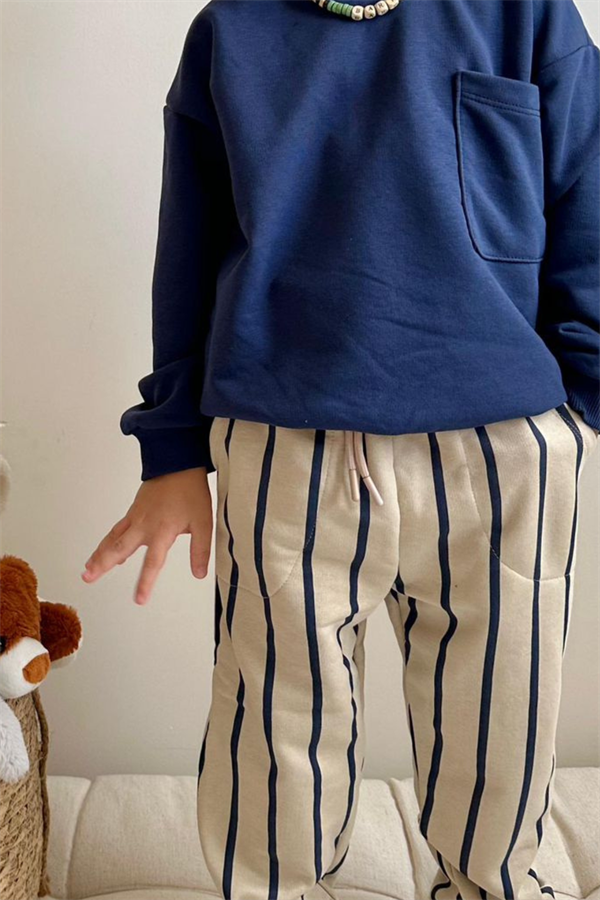 Erkek Çocuk 3 İplik Laci Çizgili Takım