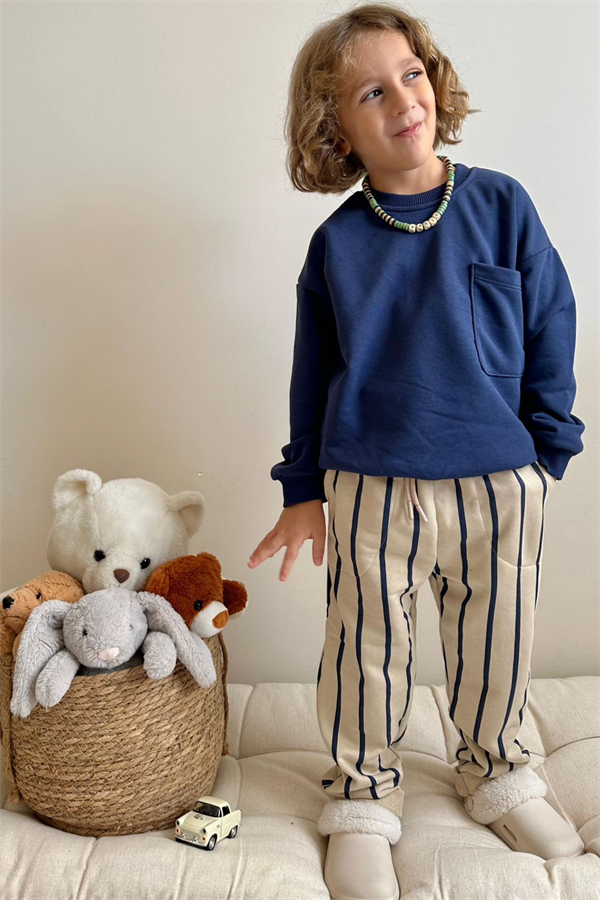 Erkek Çocuk 3 İplik Laci Çizgili Takım