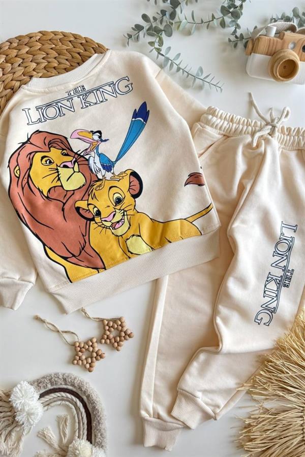 Erkek Çocuk 3 İplik Lion King Krem Takım