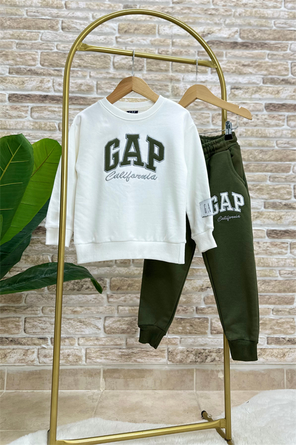 Erkek Çocuk 3 İplik Yeşil Beyaz Gap Takım