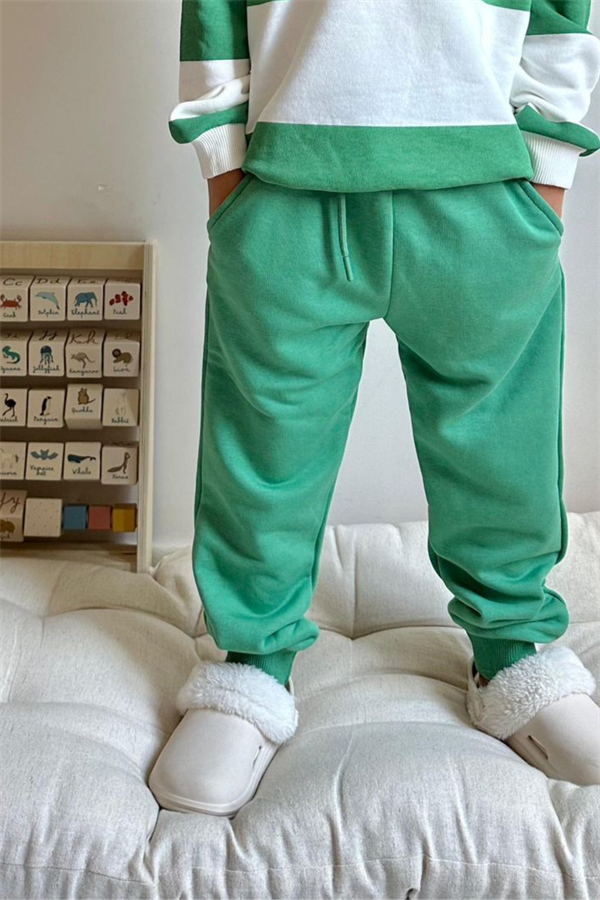 Erkek Çocuk 3 İplik Yeşil Beyaz Takım