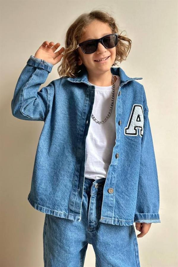 Erkek Çocuk 3 Parça Tshirt Dahil A Baskılı Denim Takım