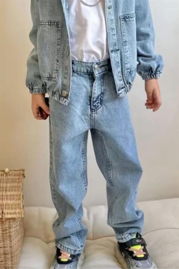 Erkek Çocuk 3 Parça Tshirt Dahil Nakışlı Denim Takım