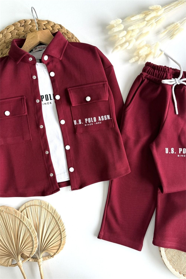 Erkek Çocuk 3lü Orj. Mrk.Bordo  Takım
