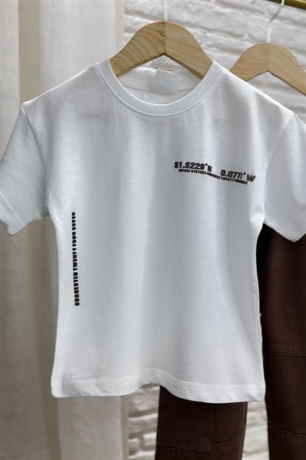 Erkek Çocuk 3lü Tshirt Dahil Kahve  Kargo Cepli Takım
