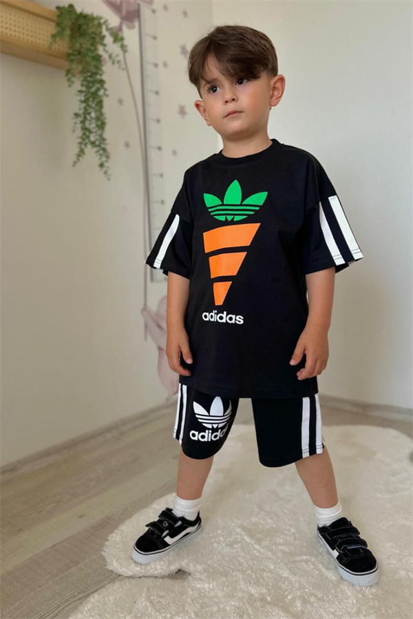 Erkek Çocuk Adids Siyah Şortlu Takım