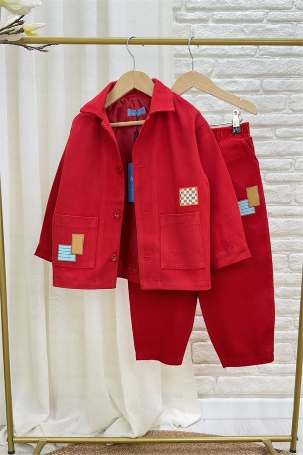 Erkek Çocuk Laciel Astarlı Gabardin Kırmızı Takım