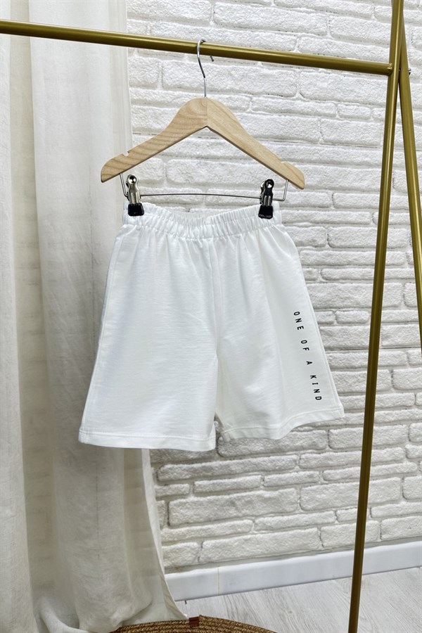 Erkek Çocuk Barkod Baskılı Laci Şortlu Takım