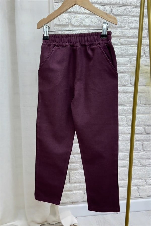 Erkek Çocuk Blazer Keten Mürdüm Takım