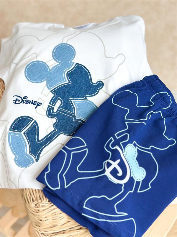 Erkek Çocuk Denim Detaylı Mickey Şortlu Takım 