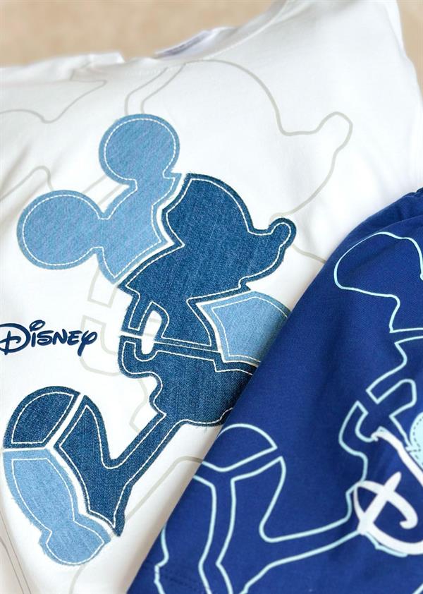 Erkek Çocuk Denim Detaylı Mickey Şortlu Takım 