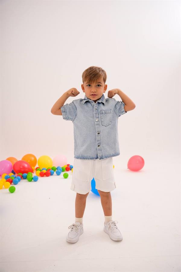 Erkek Çocuk Denim Gömlek & Şort Takım