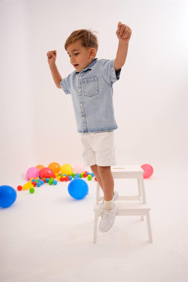 Erkek Çocuk Denim Gömlek & Şort Takım