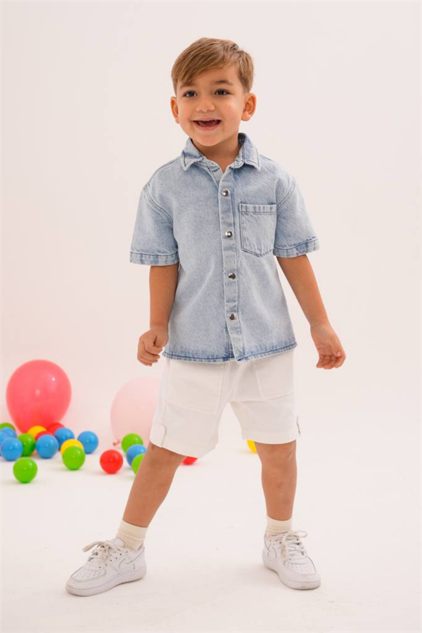 Erkek Çocuk Denim Gömlek & Şort Takım