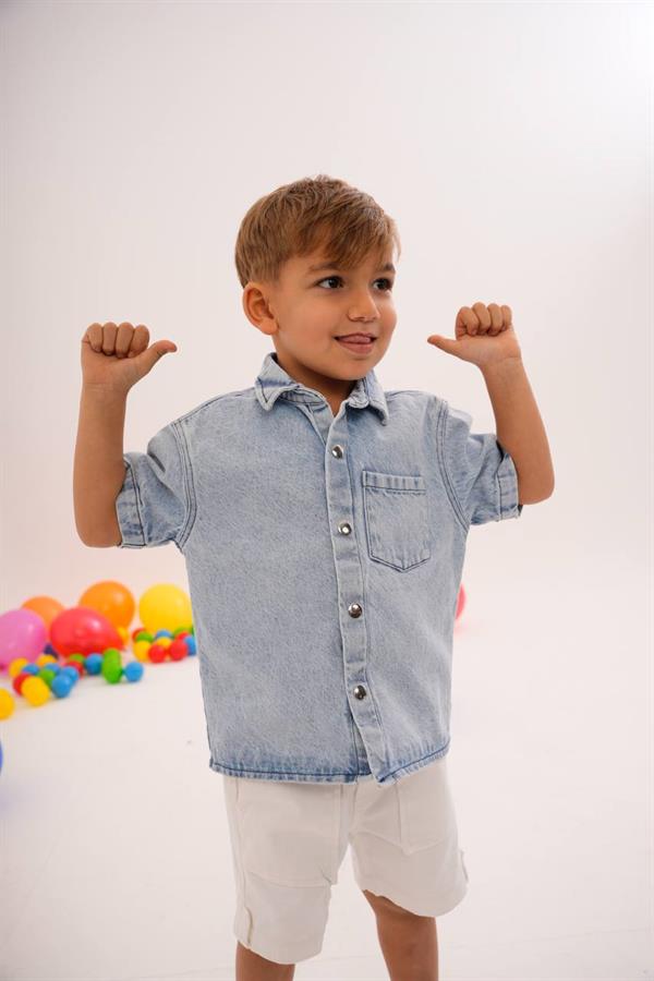 Erkek Çocuk Denim Gömlek & Şort Takım