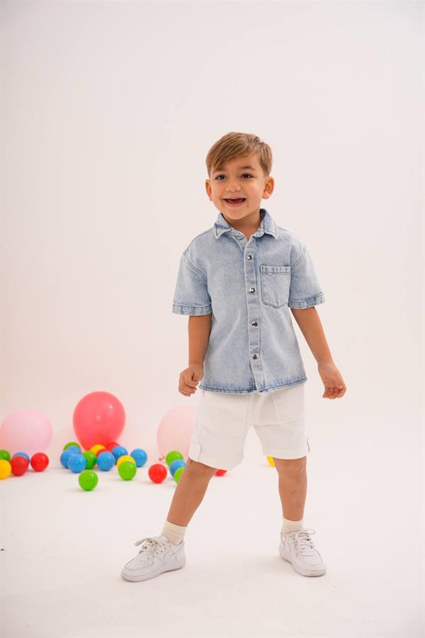 Erkek Çocuk Denim Gömlek & Şort Takım