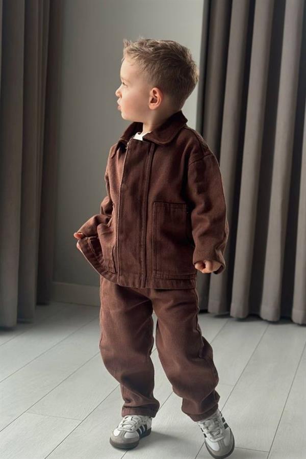 Erkek Çocuk Denim Kahve Takım